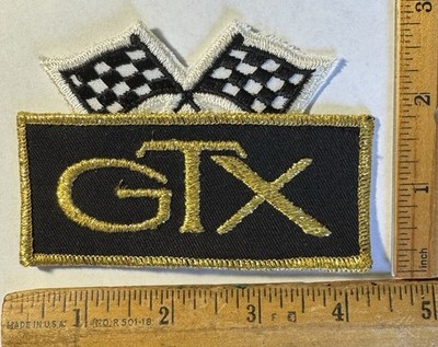 Vintage Plymouth GTX Checkered Flags Logo Iron Or Sew On Patch Mopar Chrysler