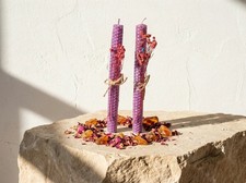 Bougie Cire d'Abeille Bio Rose & Ambre - Amour & Harmonie