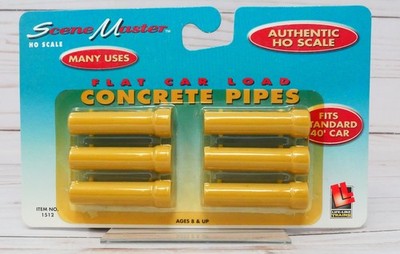 Scene Master Scenemaster 433-1512 Concrete Pipes Flat Car Freight Load HO Scale