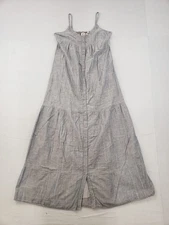 Juicy Couture Women Maxi Dress P Gray Button 100% Cotton Sleeveless Fit Flare