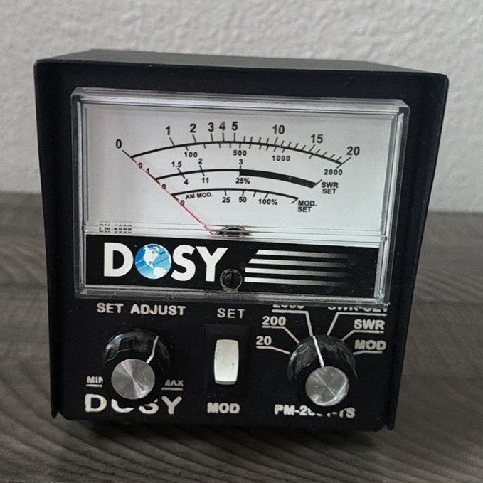 Dosy PM-2001-TS CB Radio AM Wattmeter SWR Meter w/ Set & Adjust Controls
