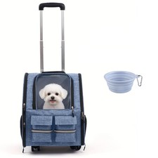 Rolling Pet Carrier with Wheels Large Soft-Sided Collapsible Travel Crate
