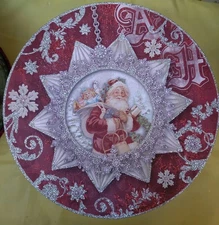 NEW 2pc SET Punch Studio CHRISTMAS SANTA STACKING GLITTER Decorative Gift Boxes