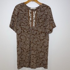 Stella McCartney Silk Brown Paisley Tunic Dress Size 40 Large Made In Italy