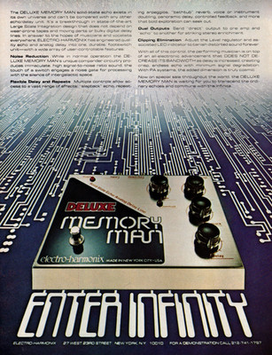 vtg 70s ELECTRO HARMONIX MEMORY MAN MAGAZINE PRINT AD Analog Delay Pedal Pinup