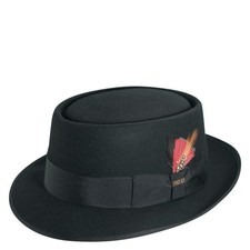 Scala Men's Wool Felt Porkpie Hat Large Black