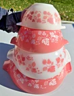 Vintage Pyrex PINK GOOSEBERRY Cinderella Mixing Nesting Bowls Complete Set of 4