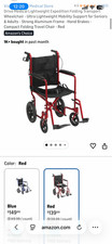 New in box Drive Medical Lightweight Expedition Transport Wheelchair Blue