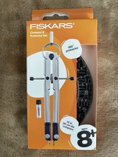 Fiskars Metal Protractor  12" 180 Locking Compass Set NEW Incl. Lead Refills
