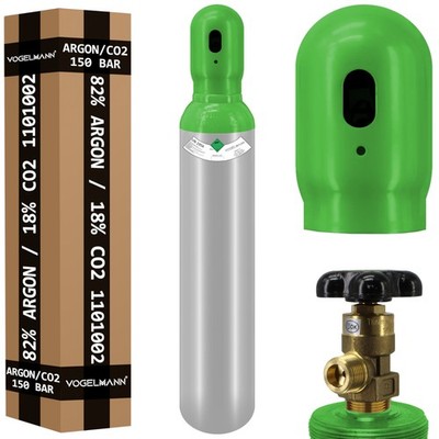 Gasflasche 8 Liter ARGON (82%) + CO2 (18%) Schutzgas Schweißgas MIG fabrikneu