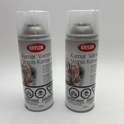 2 Cans Krylon Kamar Varnish Non Yellowing Protection Oil Acrylic & Watercolor