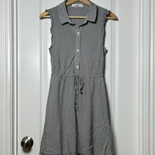 BCBGeneration Pinstripe Collared Fit and Flare Mini Dress 90s Minimalist Style