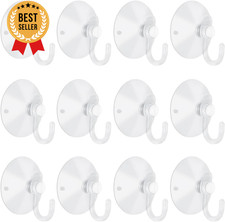 12 Pcs Small Suction Cups with Hooks 1.2 Inch Clear for Glass Window Wall Decor