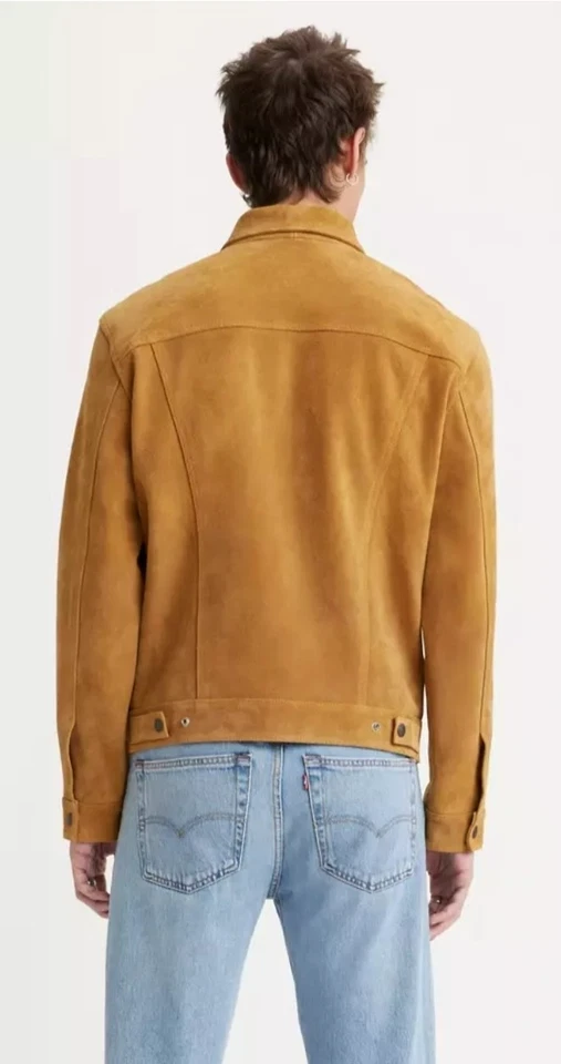 NWT Men's Levi's Highland Suede Trucker Jacket A58280000 Brown Rigid Size S $495 - Image 2 of 4