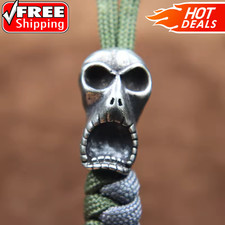 Big Mouth Ghost Skull Face Brass Knife Bead EDC Paracord Lanyard Charm Pendant