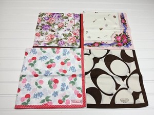 Handkerchief Lot Of 4 Pocket Square Bandana Christian Dior, YSL, Coach, Kidston
