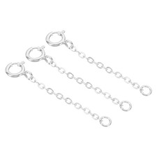 1 Inch S925 Silver Necklace Extender, 3 Pack Chain Extenders Extension, Platinum