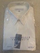 Perry Ellis Portfolio White Pointed Collar Dress Shirt 16 1/2 X 32-33