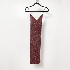 Banana Republic Chic Animal Print Strappy Knit Midi Dress Brown Pink Small