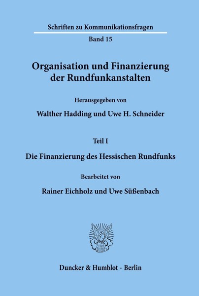 Organisation Und Finanzierung Der Rundfunkanstalten. Walther Hadding-image