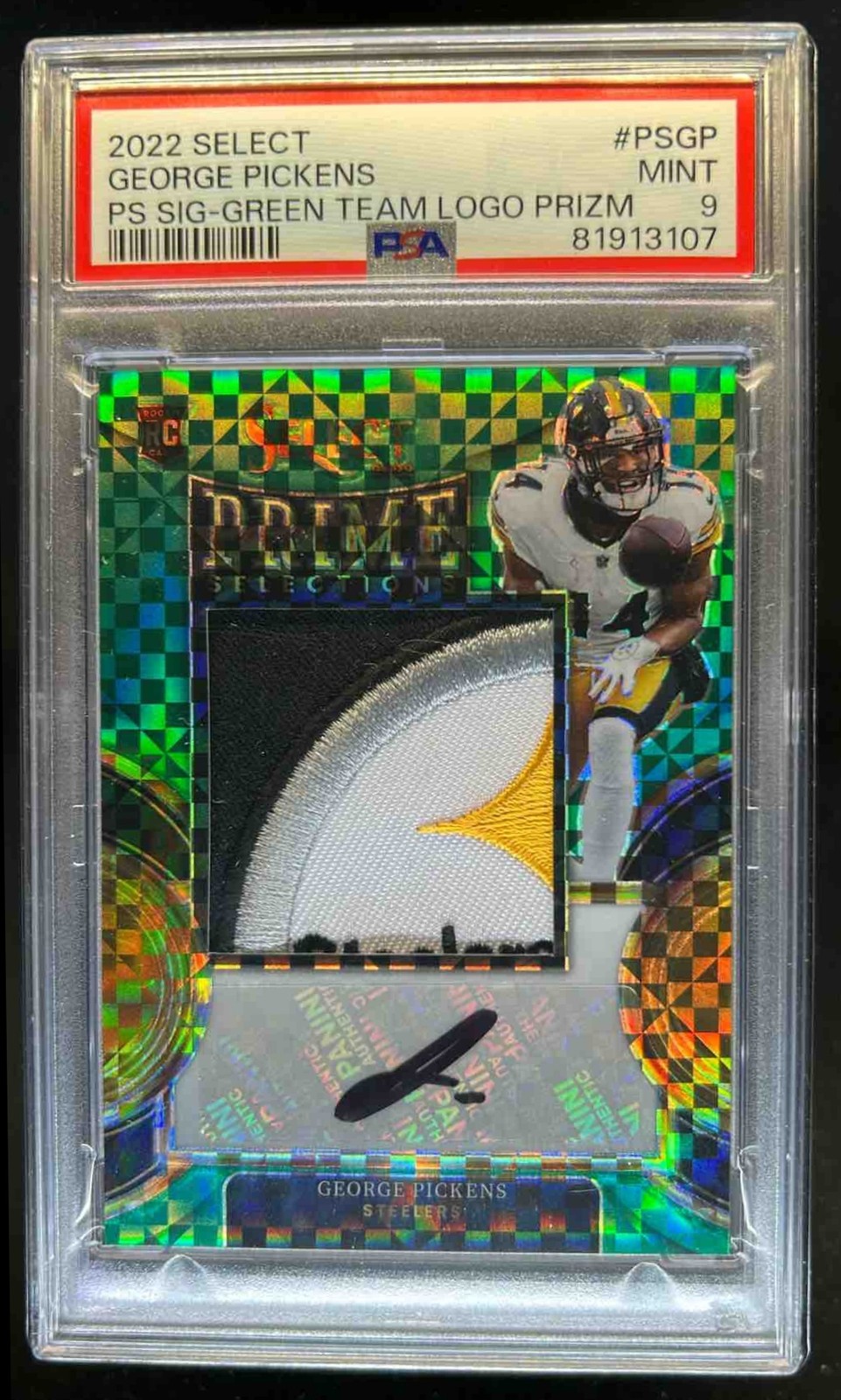 George Pickens Panini Select Prime Selections Signatures #PSGP Green Team Logo Prizm