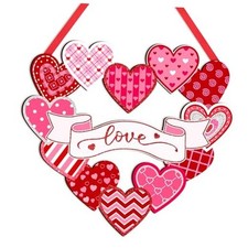 Valentine  s Day Love Heart Welcome Door Sign Valentine Wooden Pink Love Heart