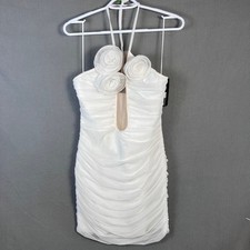 Fashion Nova Sierra Bandage Halter Mini Dress Women's Size L White NWT