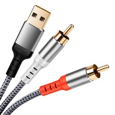 Compatible with USB to RCA Cable Audio Aux Adapter, 6.6FT 6.6FT, Grey