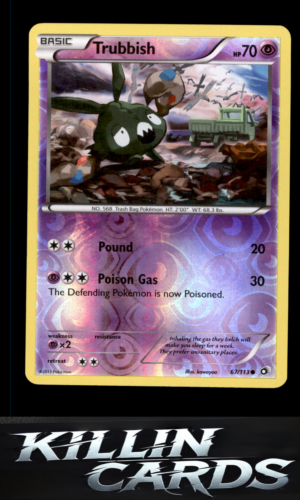 Reverse Holofoil Trubbish 67/113 Pokemon Common Legendary Treasures Card NM