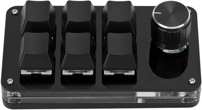 Mini Macro Mechanical Gaming Keyboard, 6 Keys One Handed USB PC Keypad with Knob
