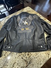 Men's Harley-Davidson XL Cowhide Jacket Premium Leather Eagle Embroidery