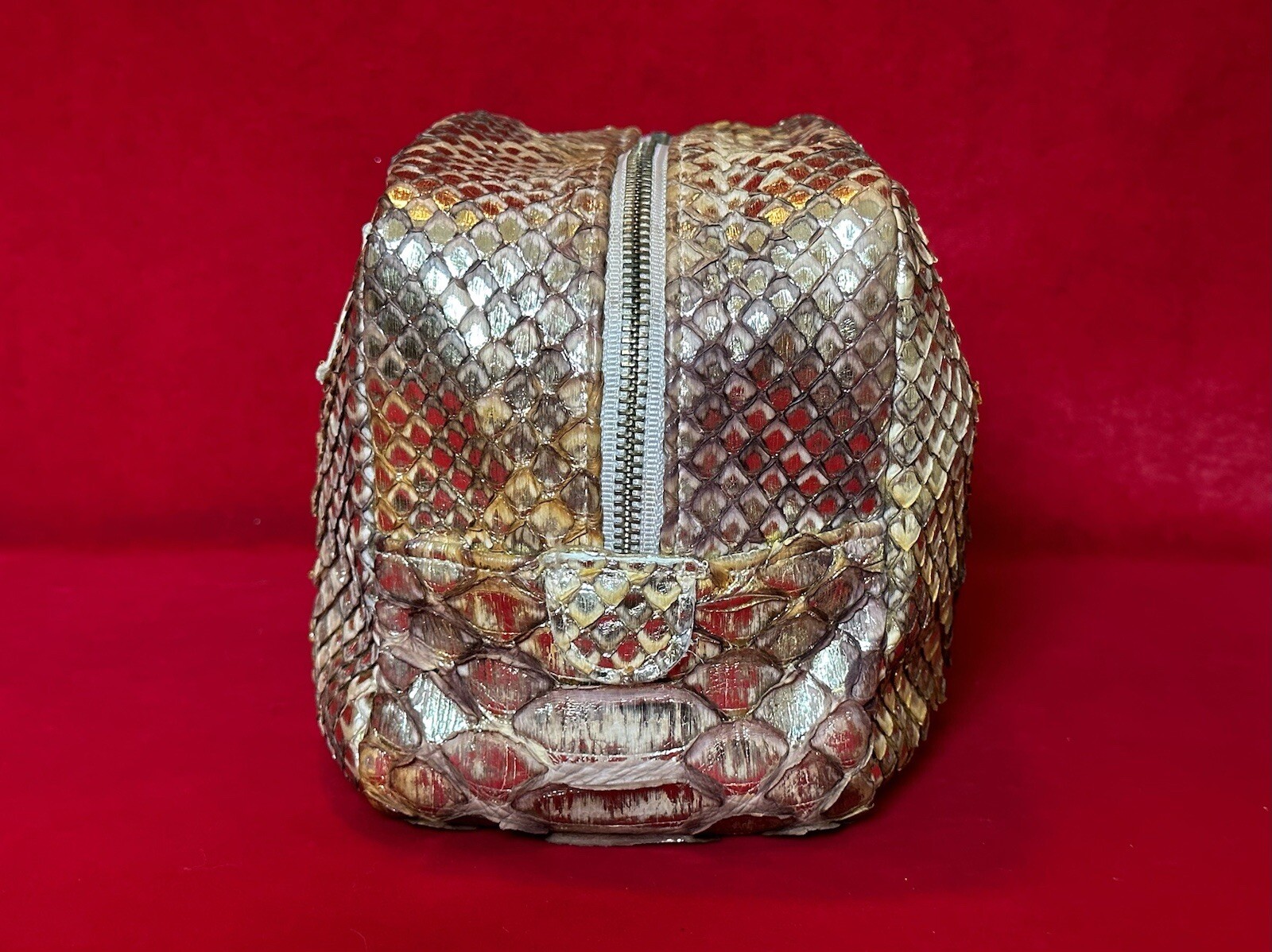 Rashedah Metallic Gold Python Medium Clutch Bag - image 5