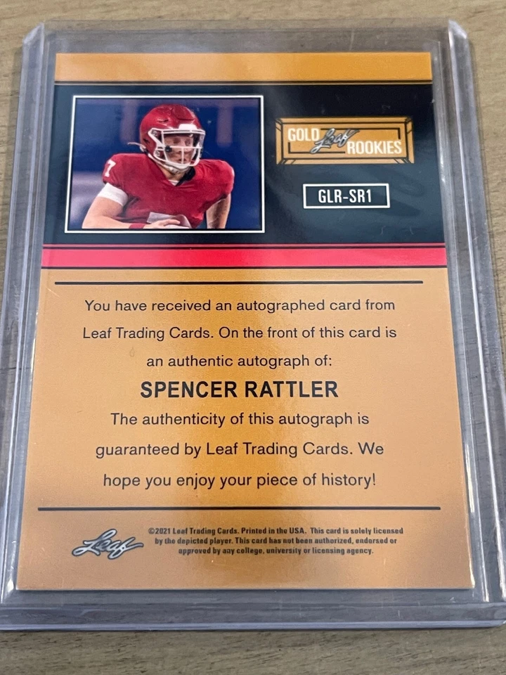 Spencer Rattler 2021 Leaf Memories 1990 Purple Parallel Auto 19/30 - Image 2 of 2