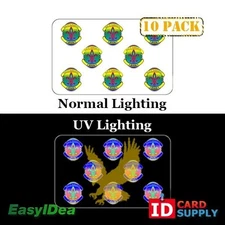 10 x Official Seal with Blacklight Eagle ID Card Hologram Overlay | IDOV_882E