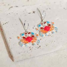 Red Bohemian Vintage Style Crab Drop Dangle Earrings Women Girls Gift