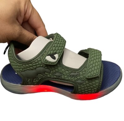 NEW $40 Carter's Olive Green Dinosaur Light Up Sandals Little