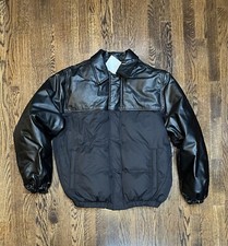 799 Calvin Klein Studio Nappa Cow Leather Jacket Puffer Mens XL Black Rare