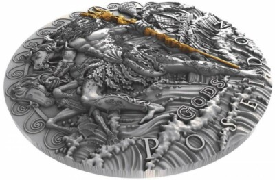 2018 2 Oz Silver $2 Niue God Of The Sea POSEIDON Antique Finish