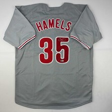 Autographed/Signed Cole Hamels Philadelphia Grey Baseball Jersey Beckett BAS COA