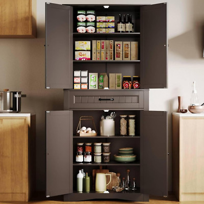 71'' Kitchen Pantry Storage Cabinet, Freestanding Pantry Organizers and Storage