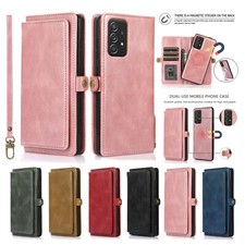 For Samsung S24 Ultra S23 S22 A13 A53 A54 Magnetic Leather Removable Wallet Case