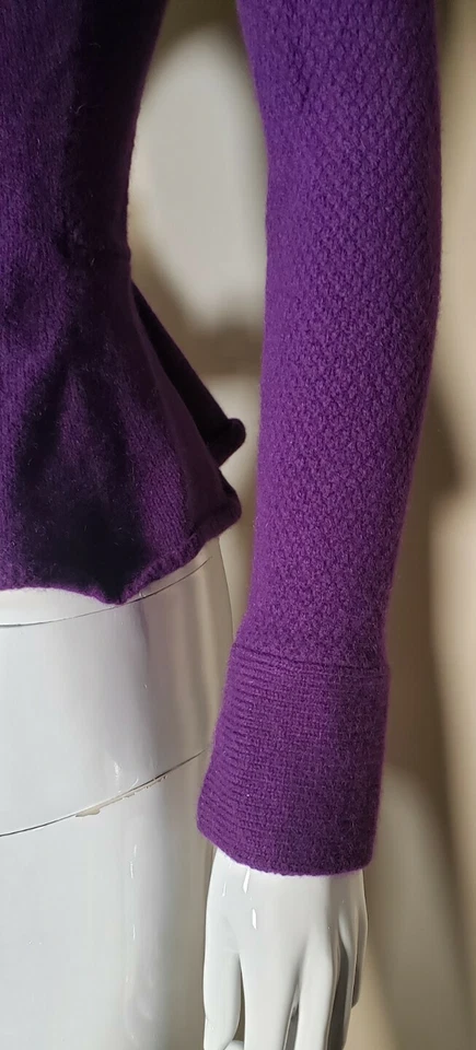 Cardigã Robert Rodriguez Feminino Mescla de Lã Malha Suéter Roxo Tamanho Extra Pequeno - Imagem 3 de 4