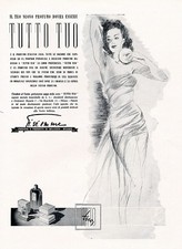 PUBBLICITA'1938 PROFUMO TUTTO TUO GI.VI.EMME CIPRIA MODA DONNA ELEGANZA BELLEZZA