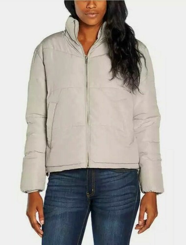 Waist Length Puffer Jacket Coat Stone 