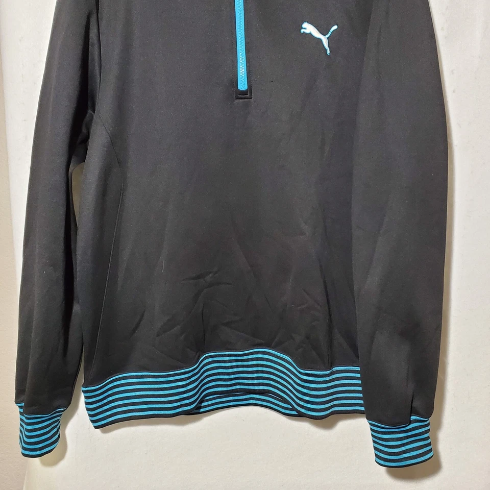PUMA Sweatshirt Mens XL 1/4 Zip Pullover Fleece Lined Black Long Sleeve  - Image 2 of 4