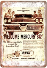 Vintage 1958 Mercury 312 Auto Ad Reproduction Metal Sign A11724