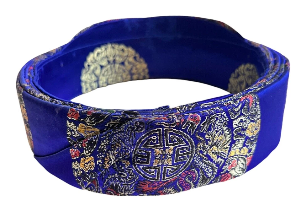 Turbante de seda azul real vietnamita para niños diámetro interior 7 pulgadas Vietnam Foto 4 de 4