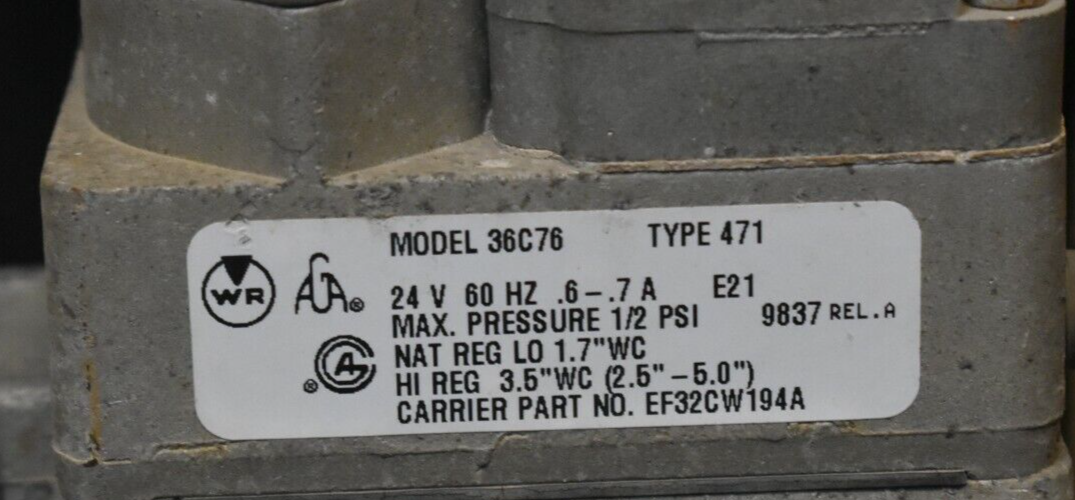 White Rodgers Furnace Gas Valve 36C76471 36C76-471 36H54472 | eBay