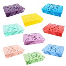 A4 File Basket Tray Desk Tidy Document Papers Storage Rack Lid Box School Office