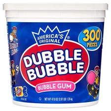 Dubble Bubble Gum, Individually Wrapped, 300 Pieces in Resealable Tub Delicious